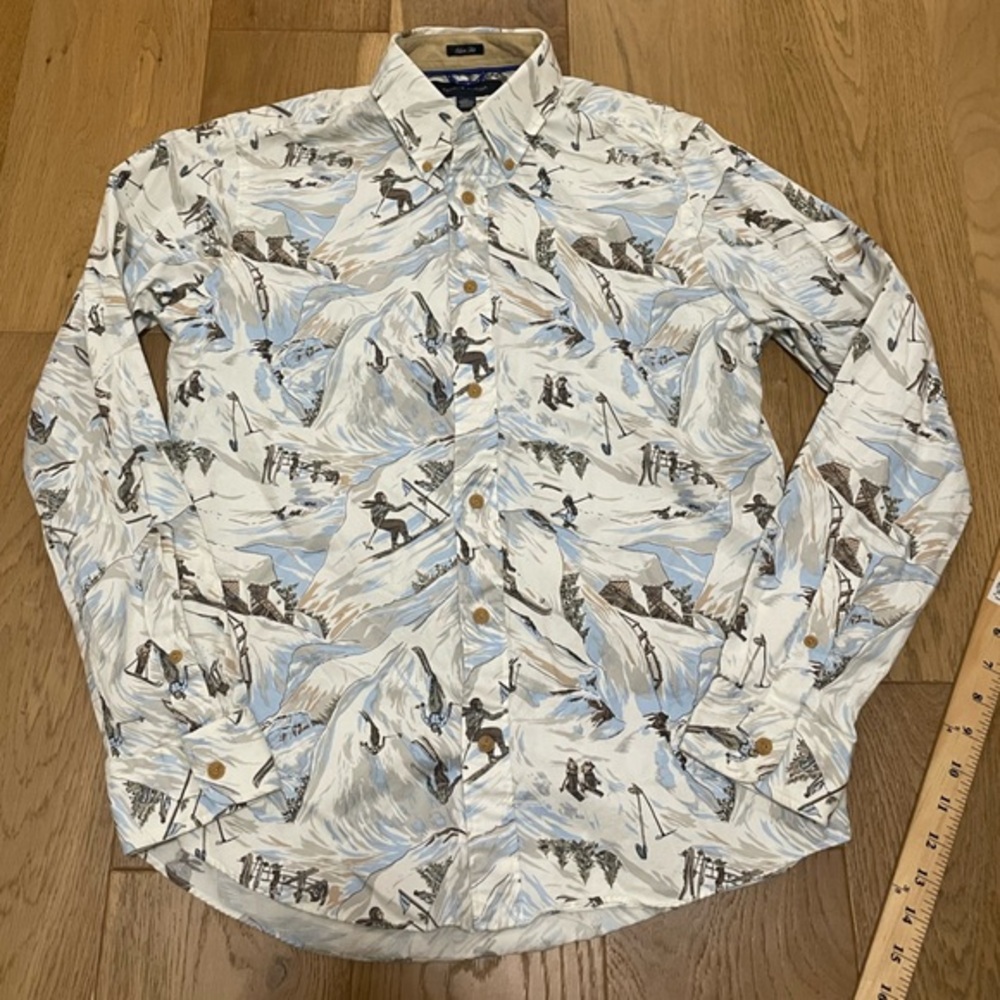 Tommy Hilfiger White & Light Blue Ski Resort Print Button-Down Shirt